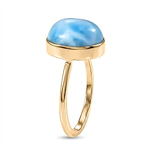 AAA Larimar 6.10 ctw Solitaire Ring in 10K Yellow Gold (Size 10.0)