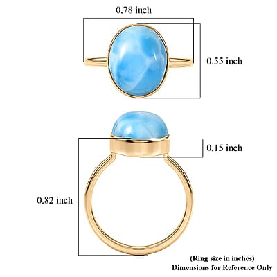 AAA Larimar 6.10 ctw Solitaire Ring in 10K Yellow Gold (Size 11.0)
