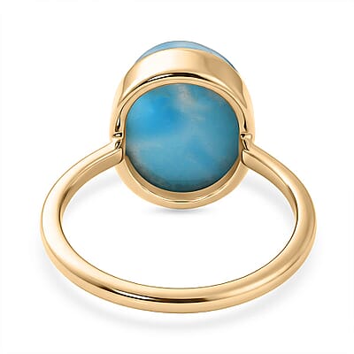 10K Yellow Gold AAA Larimar Ring (Size 10.0) 6.10 ctw