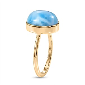 AAA Larimar 6.10 ctw Solitaire Ring in 10K Yellow Gold (Size 6.0)