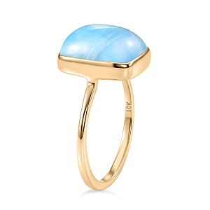 AAA Larimar 6.80 ctw Solitaire Ring in 10K Yellow Gold (Size 8.0)