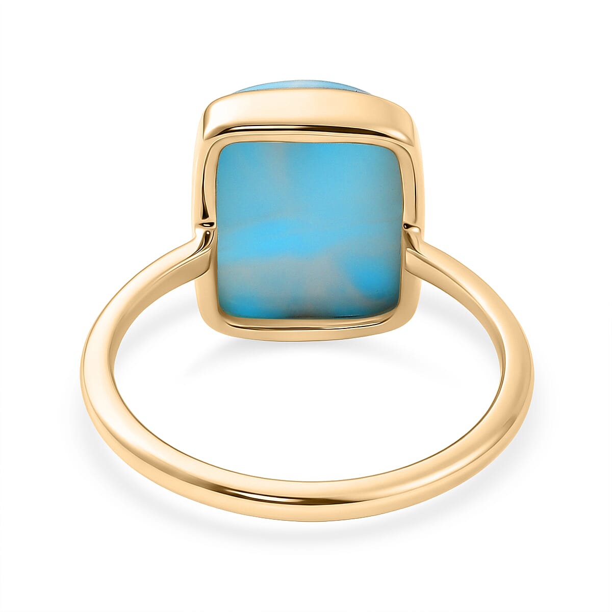 AAA Larimar 6.80 ctw Solitaire Ring in 10K Yellow Gold (Size 8.0) image number 4