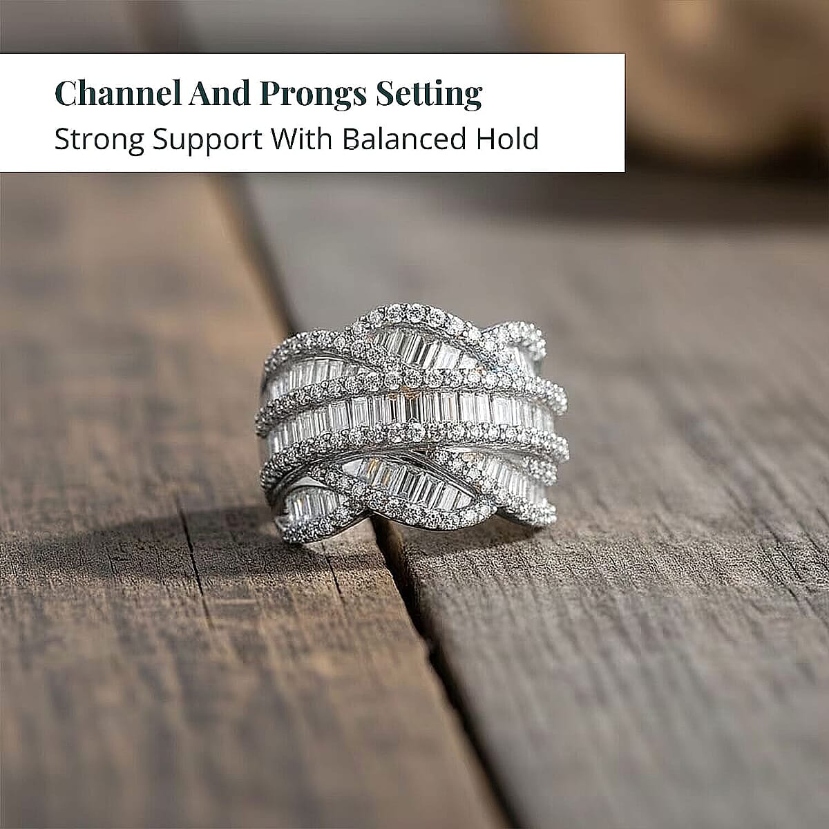 Luxuriant Lab Grown Diamond (G-H, SI) Waves of Eternity Ring in Rhodium Over Sterling Silver (Size 9.5) 3.00 ctw image number 4