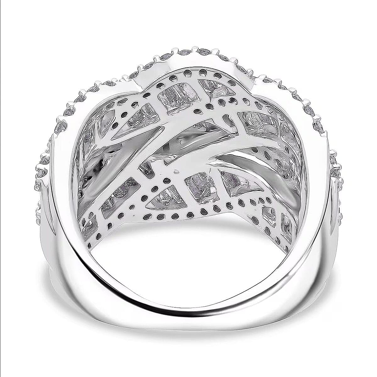 Luxuriant Lab Grown Diamond (G-H, SI) Waves of Eternity Ring in Rhodium Over Sterling Silver (Size 9.5) 3.00 ctw image number 7