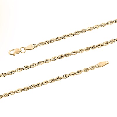 10K Yellow Gold 2.2mm Rope Chain Necklace 30 Inches 3.40 Grams