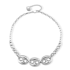 Interconnected Link Necklace in Stainless Steel (20-21.5 Inches)