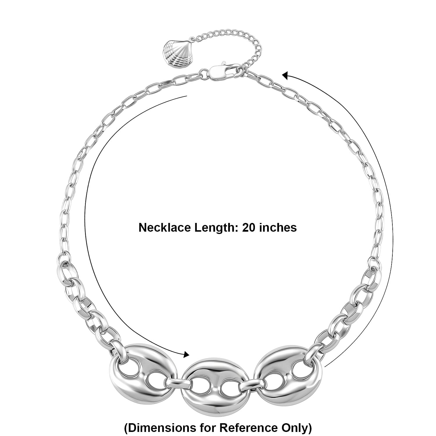 Interconnected Link Necklace in Stainless Steel (20-21.5 Inches)