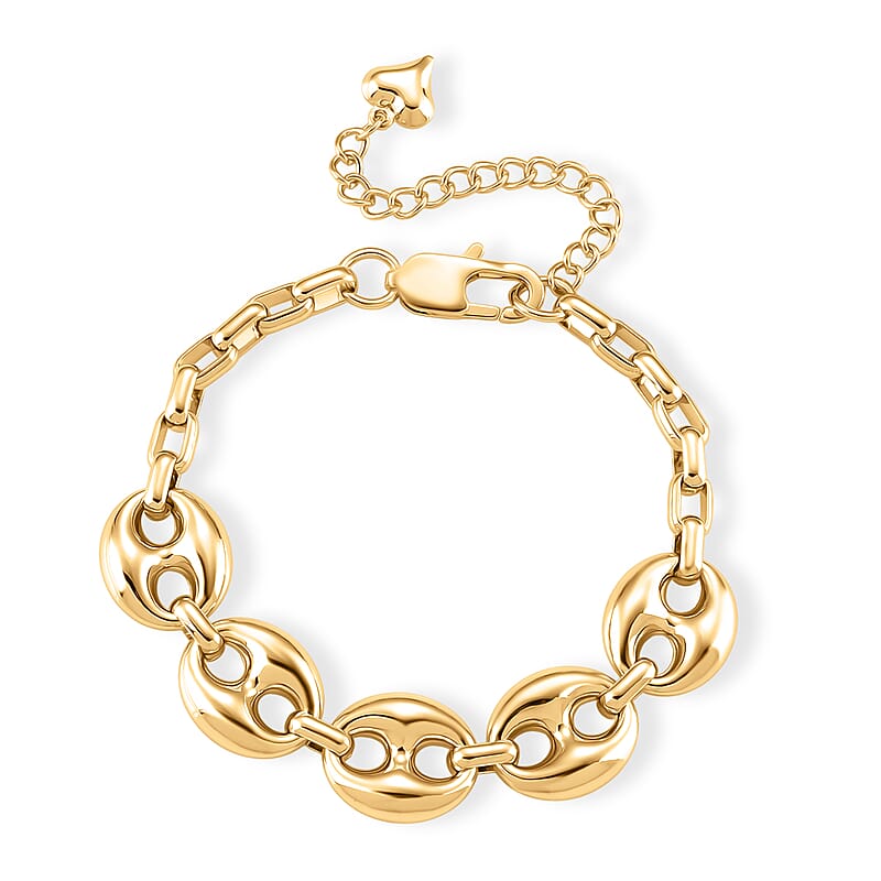 Interconnected Link Bracelet in ION Plated YG Stainless Steel (7.5-9.5In)