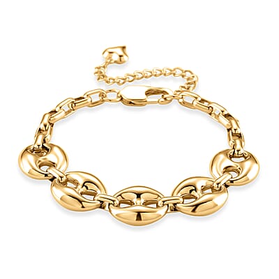 Interconnected Link Bracelet in ION Plated YG Stainless Steel (7.5-9.5In)