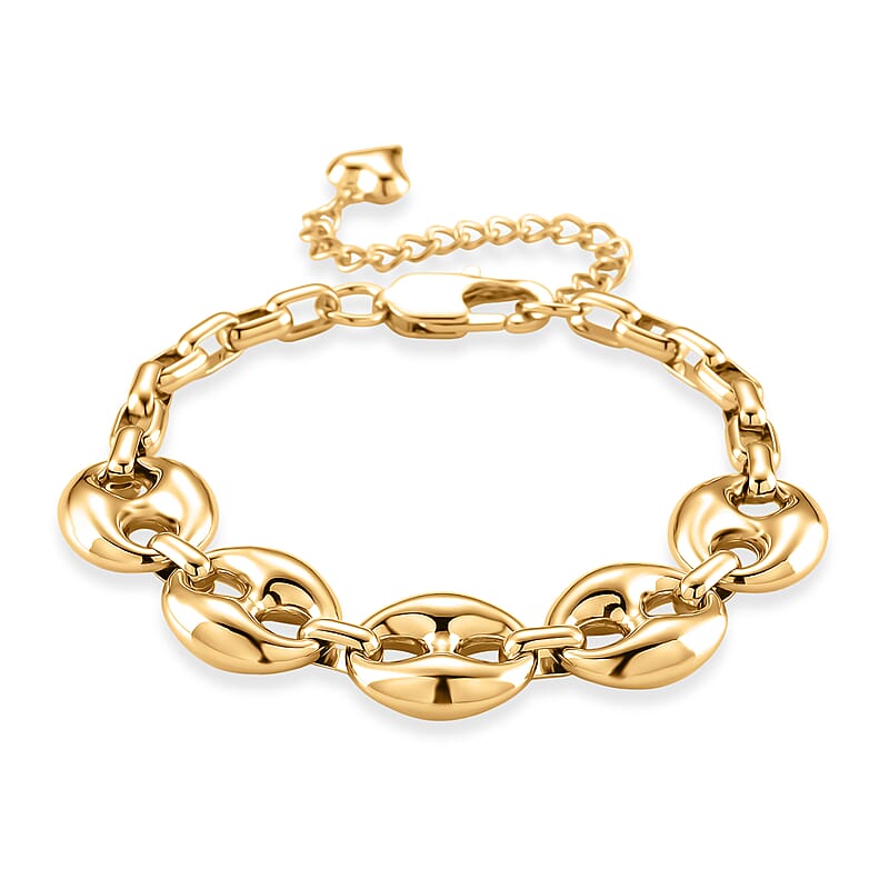 Interconnected Link Bracelet in ION Plated YG Stainless Steel (7.5-9.5In)