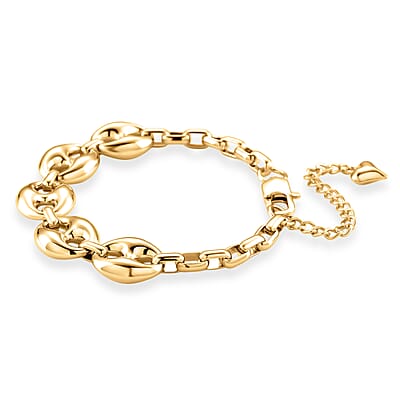 Interconnected Link Bracelet in ION Plated YG Stainless Steel (7.5-9.5In)