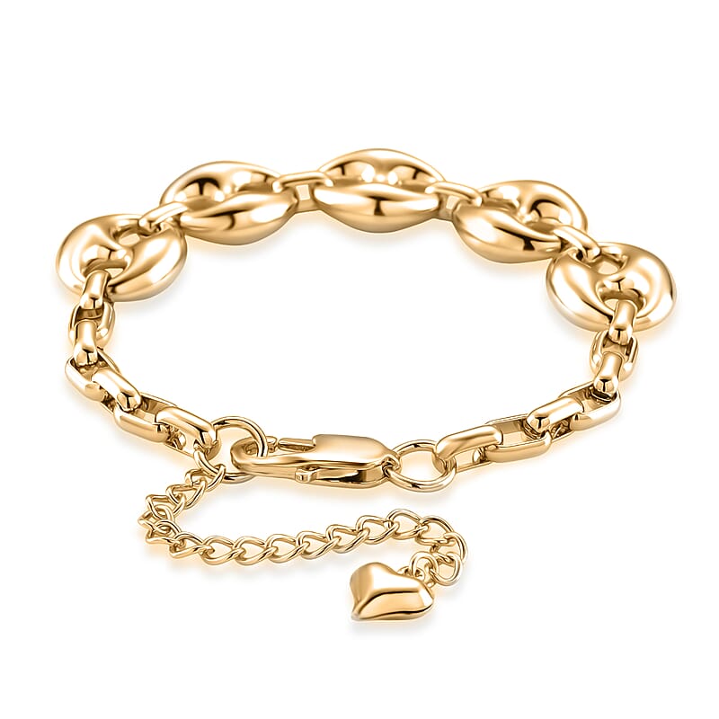 Interconnected Link Bracelet in ION Plated YG Stainless Steel (7.5-9.5In)