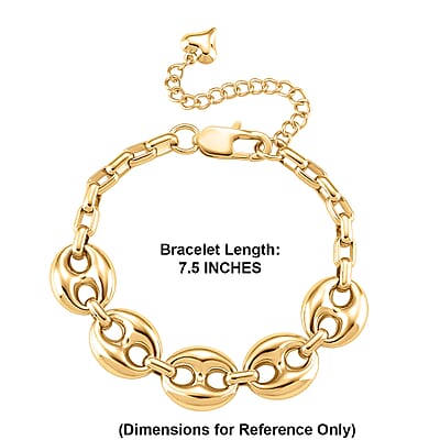 Interconnected Link Bracelet in ION Plated YG Stainless Steel (7.5-9.5In)