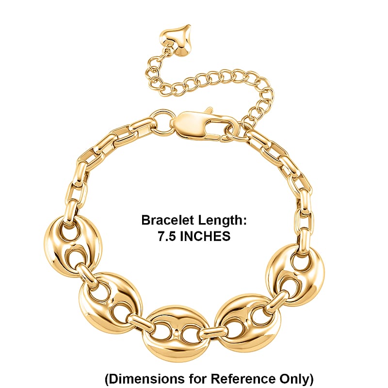 Interconnected Link Bracelet in ION Plated YG Stainless Steel (7.5-9.5In)
