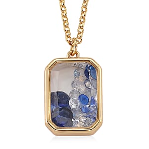 Blue and White Austrian Crystal Pendant Necklace in Goldtone (20 Inches)