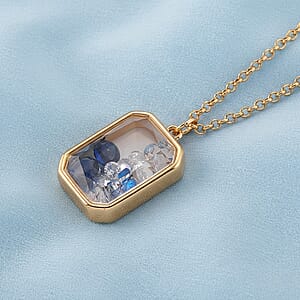 Blue and White Austrian Crystal Pendant Necklace in Goldtone (20 Inches)