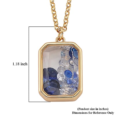 Blue and White Austrian Crystal Pendant Necklace in Goldtone (20 Inches)