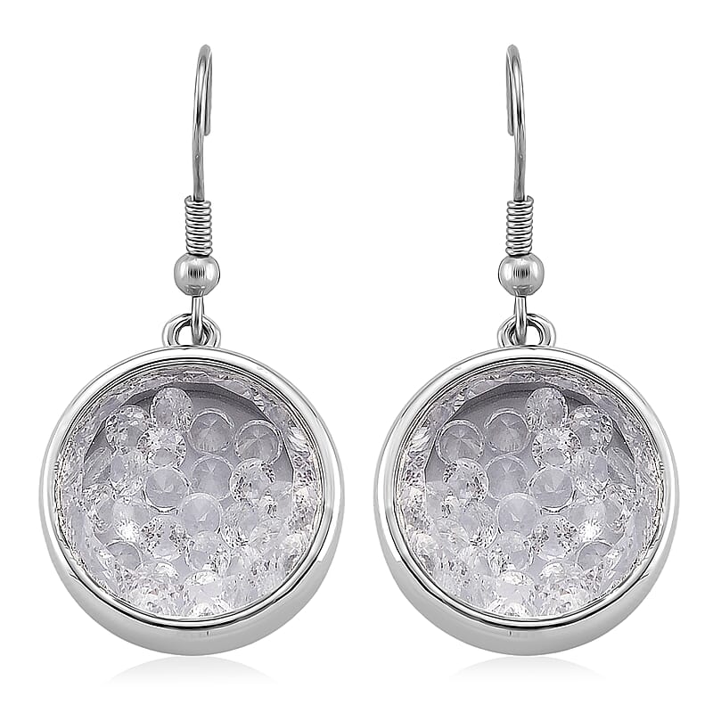 Austrian Crystal Round Earrings in Silvertone