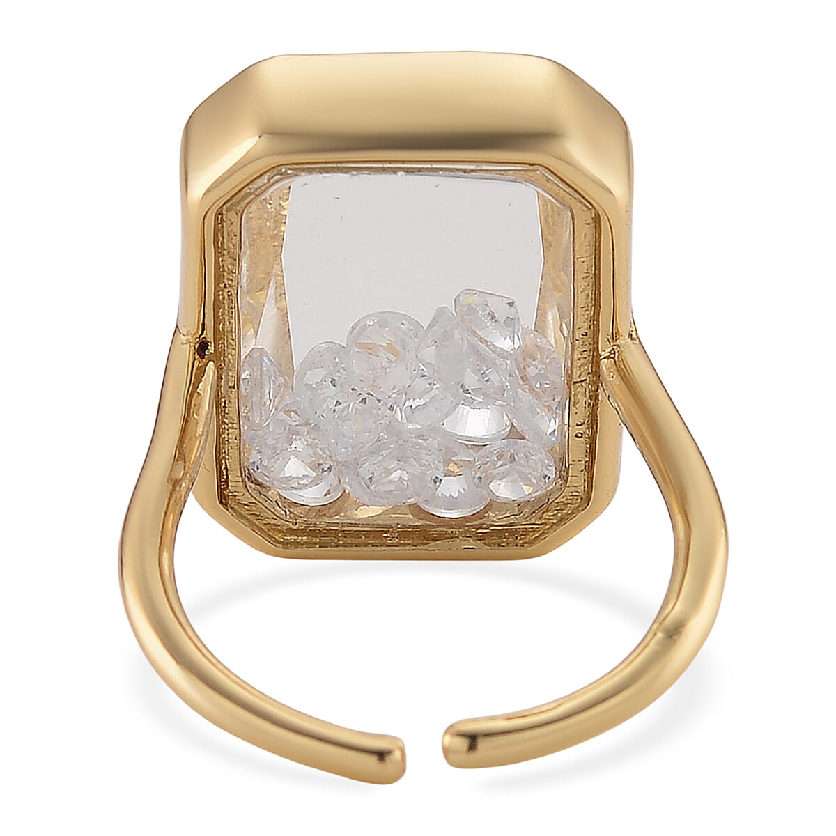 Austrian Crystal Ring in Goldtone (Adjustable) image number 4