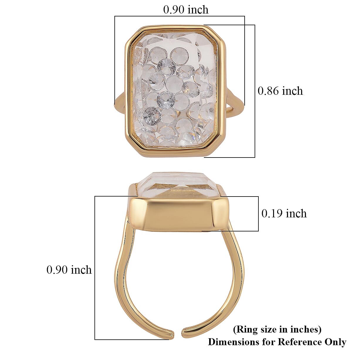 Austrian Crystal Ring in Goldtone (Adjustable) image number 5