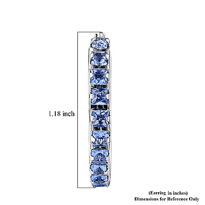 Blue Austrian Crystal Hoop Earrings in Stainless Steel