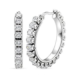 Austrian Crystal Hoop Earrings in Stainless Steel