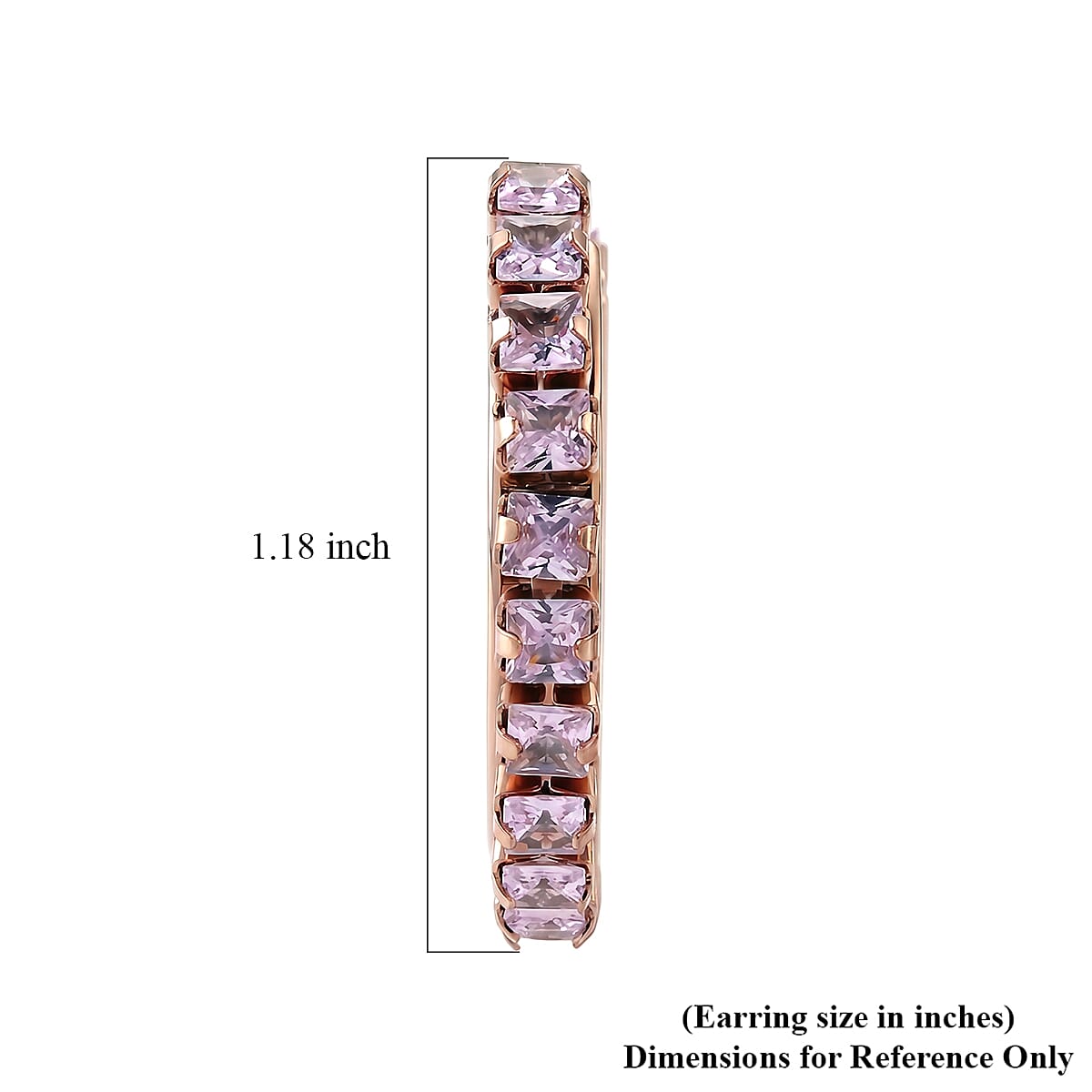 Pink Austrian Crystal Hoop Earrings in ION Plated RG Stainless Steel