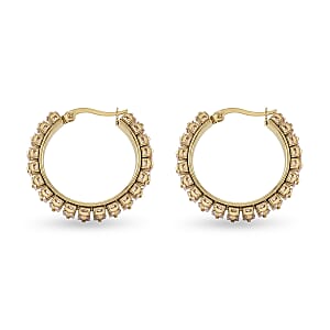Champagne Austrian Crystal Hoop Earrings in ION Plated YG Stainless Steel