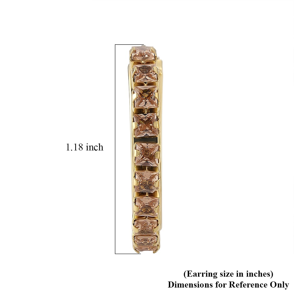 Champagne Austrian Crystal Hoop Earrings in ION Plated YG Stainless Steel image number 4
