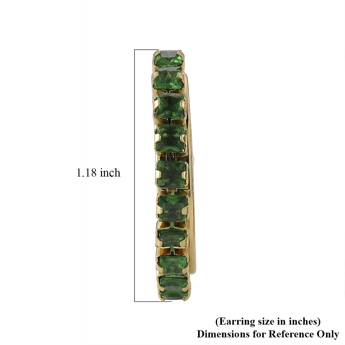 Green Austrian Crystal Hoop Earrings in ION Plated YG Stainless Steel image number 5