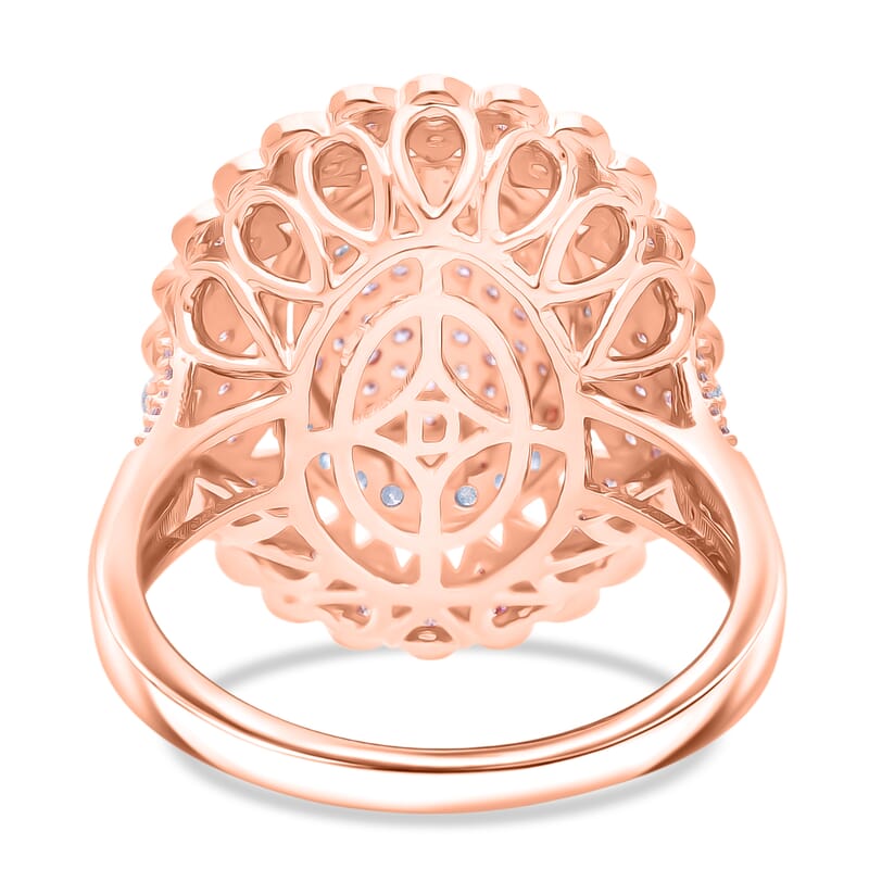 D'Joy Natural Pink and White Diamond I3 1.00 ctw Petal Crown Ring in 18K Vermeil Rose Gold Over Sterling Silver (Size 10.0)