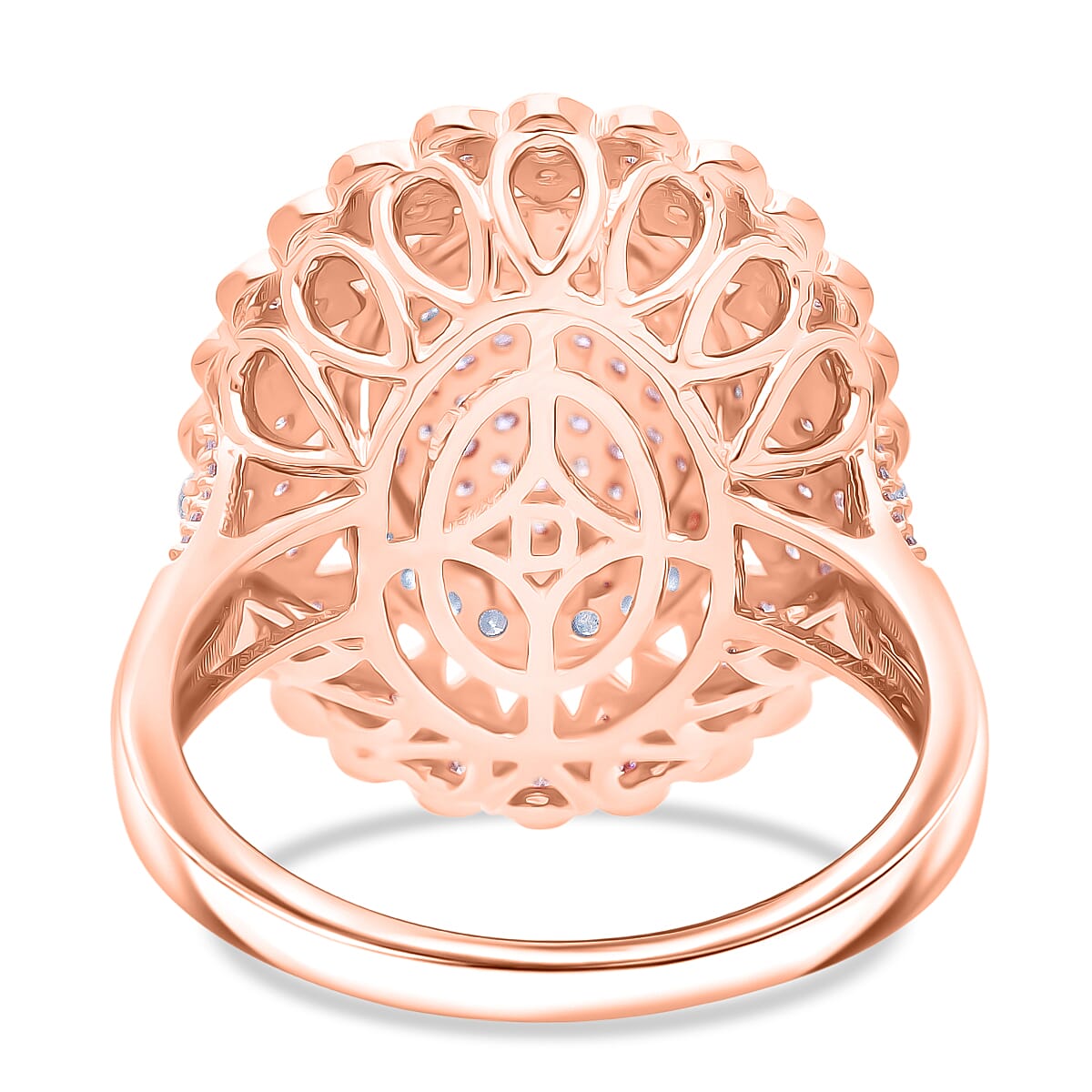 D'Joy Natural Pink and White Diamond I3 1.00 ctw Petal Crown Ring in 18K Vermeil Rose Gold Over Sterling Silver (Size 6.0) image number 4