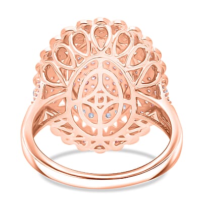 D'Joy Natural Pink and White Diamond I3 1.00 ctw Petal Crown Ring in 18K Vermeil Rose Gold Over Sterling Silver (Size 7.0)