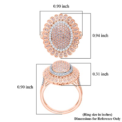 D'Joy Natural Pink and White Diamond I3 1.00 ctw Petal Crown Ring in 18K Vermeil Rose Gold Over Sterling Silver (Size 7.0)