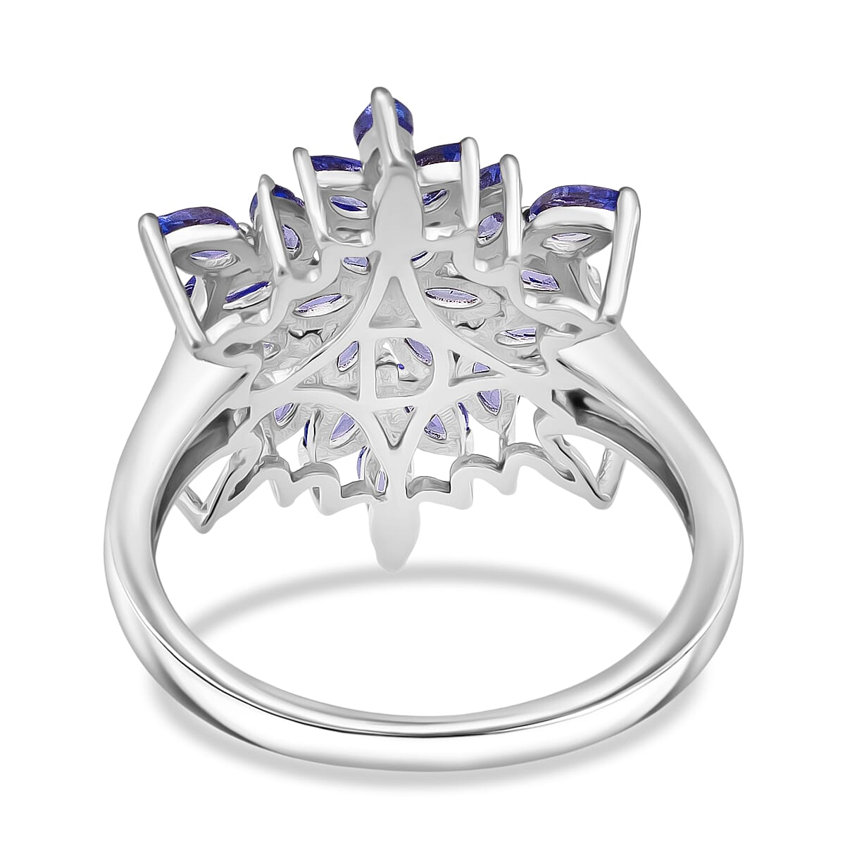 D'Joy Tanzanite 2.30 ctw Royal Bloom Ring in Rhodium Over Sterling Silver (Size 5.0) image number 4
