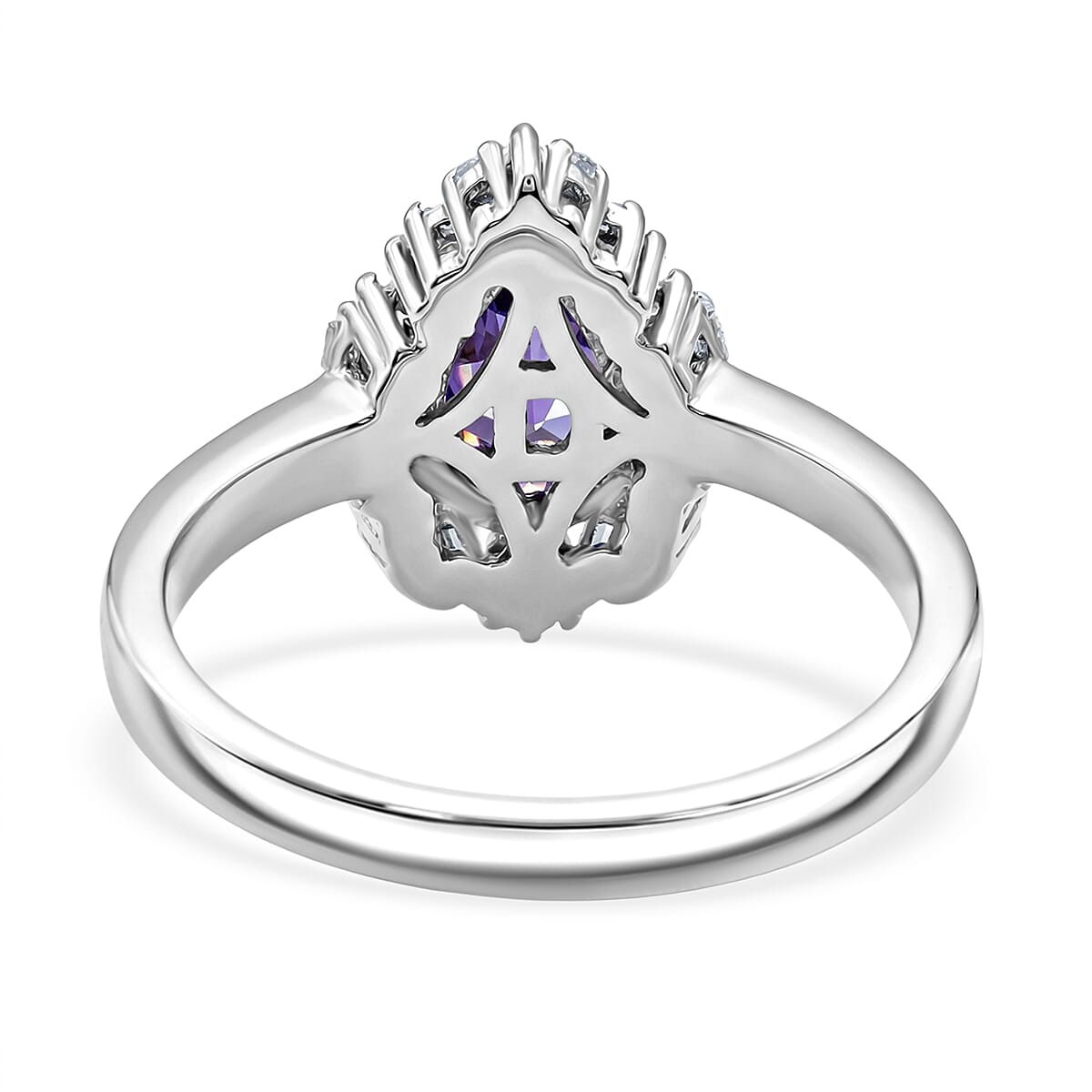 TLV D'Joy Tanzanite, Diamond (0.15 cts) Royal Blue Crown Ring in Rhodium Over Sterling Silver (Size 10.0) 1.50 ctw image number 4