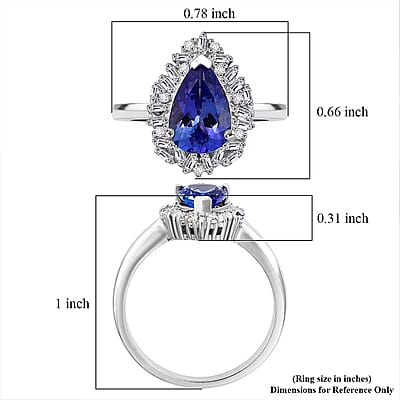 D'Joy Tanzanite and Diamond 1.50 ctw Royal Starburst Ring in Rhodium Over Sterling Silver (Size 10.0)