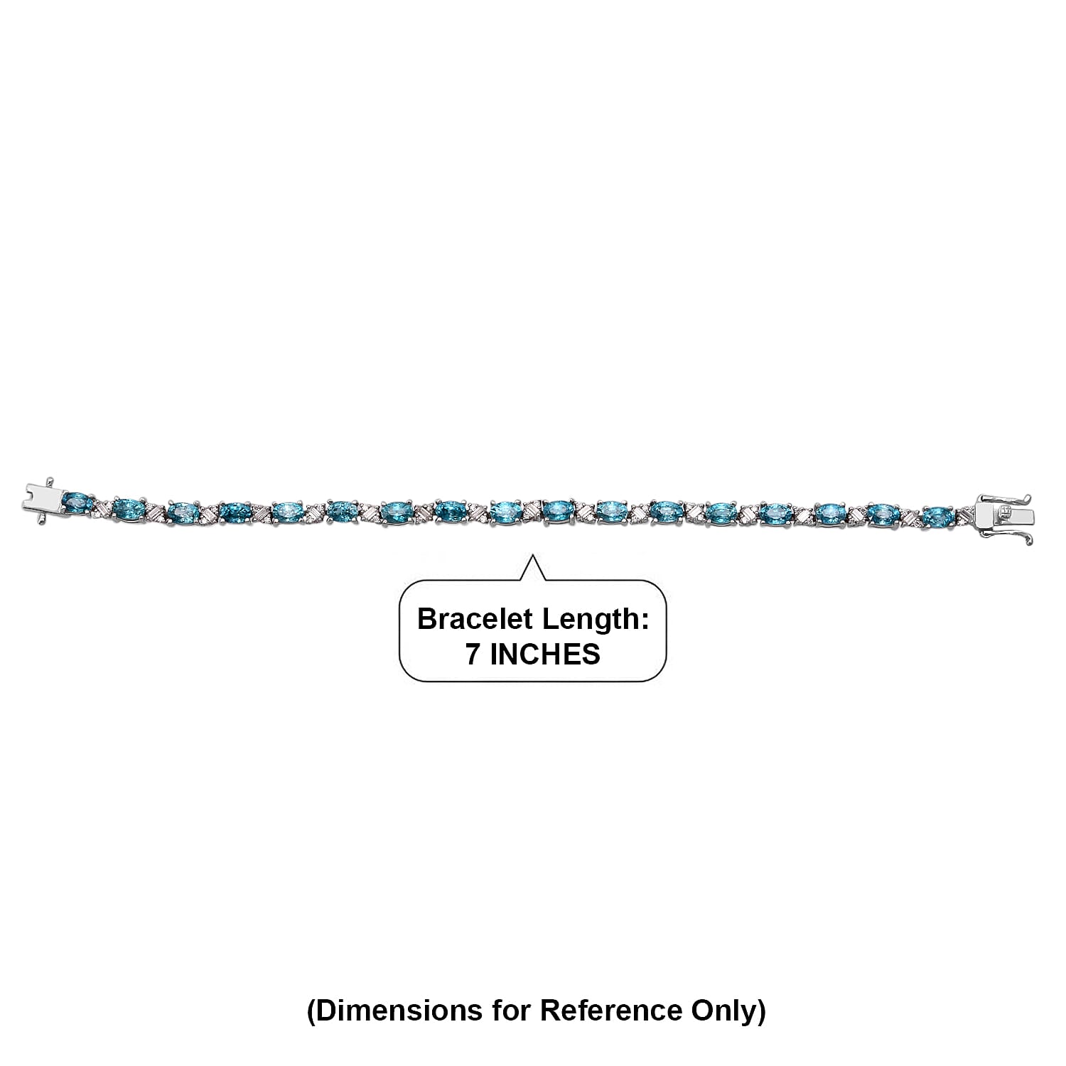 D'Joy Premium Cambodian Blue Zircon and Moissanite 14.80 ctw Ocean Flow Bracelet in Rhodium Over Sterling Silver (6.50 In)