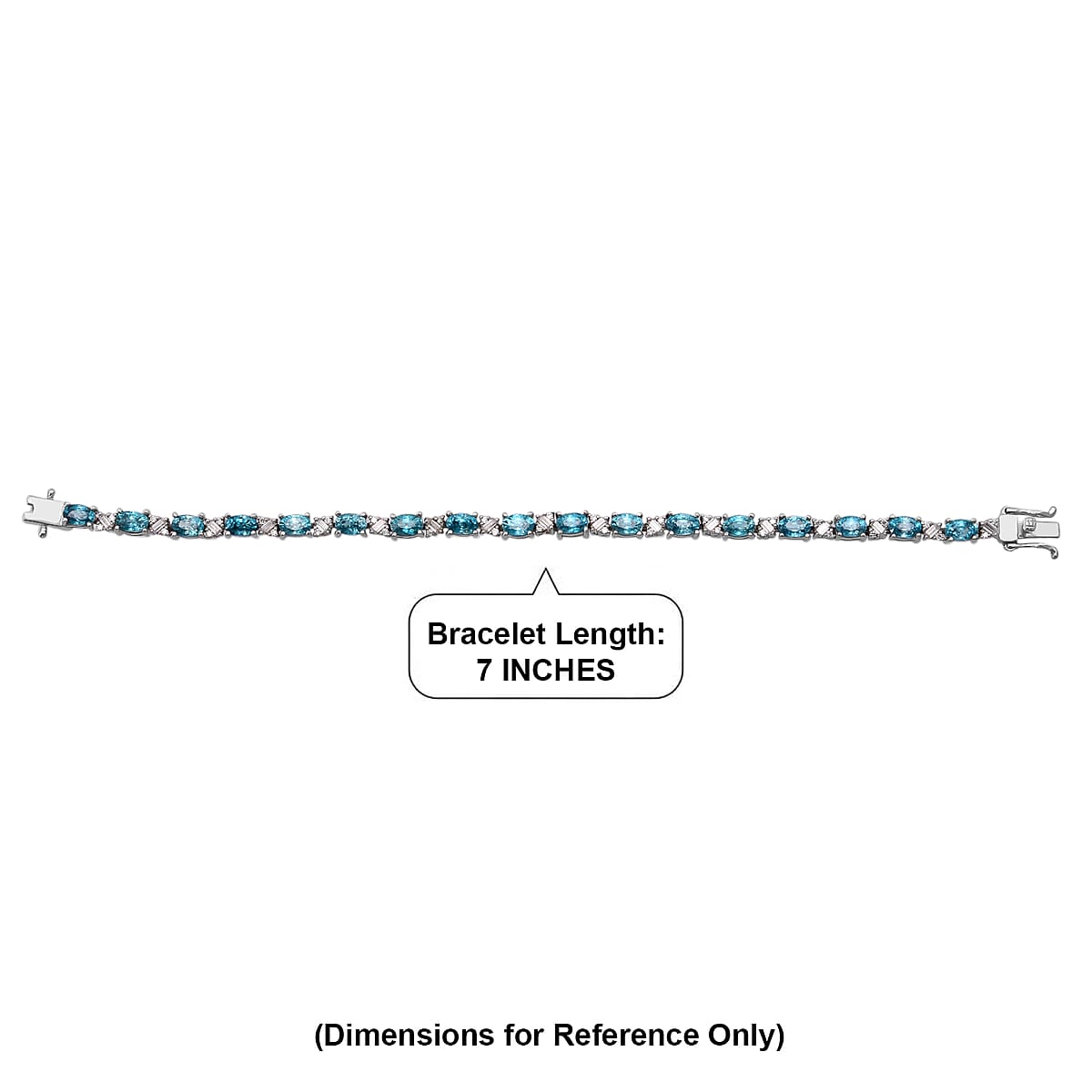 D'Joy Premium Cambodian Blue Zircon and Moissanite 14.80 ctw Ocean Flow Bracelet in Rhodium Over Sterling Silver (6.50 In) (Del. in 10-12 Days) image number 5