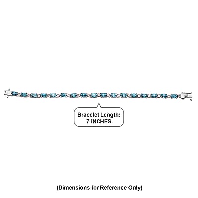 D'Joy Premium Cambodian Blue Zircon and Moissanite 14.80 ctw Ocean Flow Bracelet in Rhodium Over Sterling Silver (6.50 In)