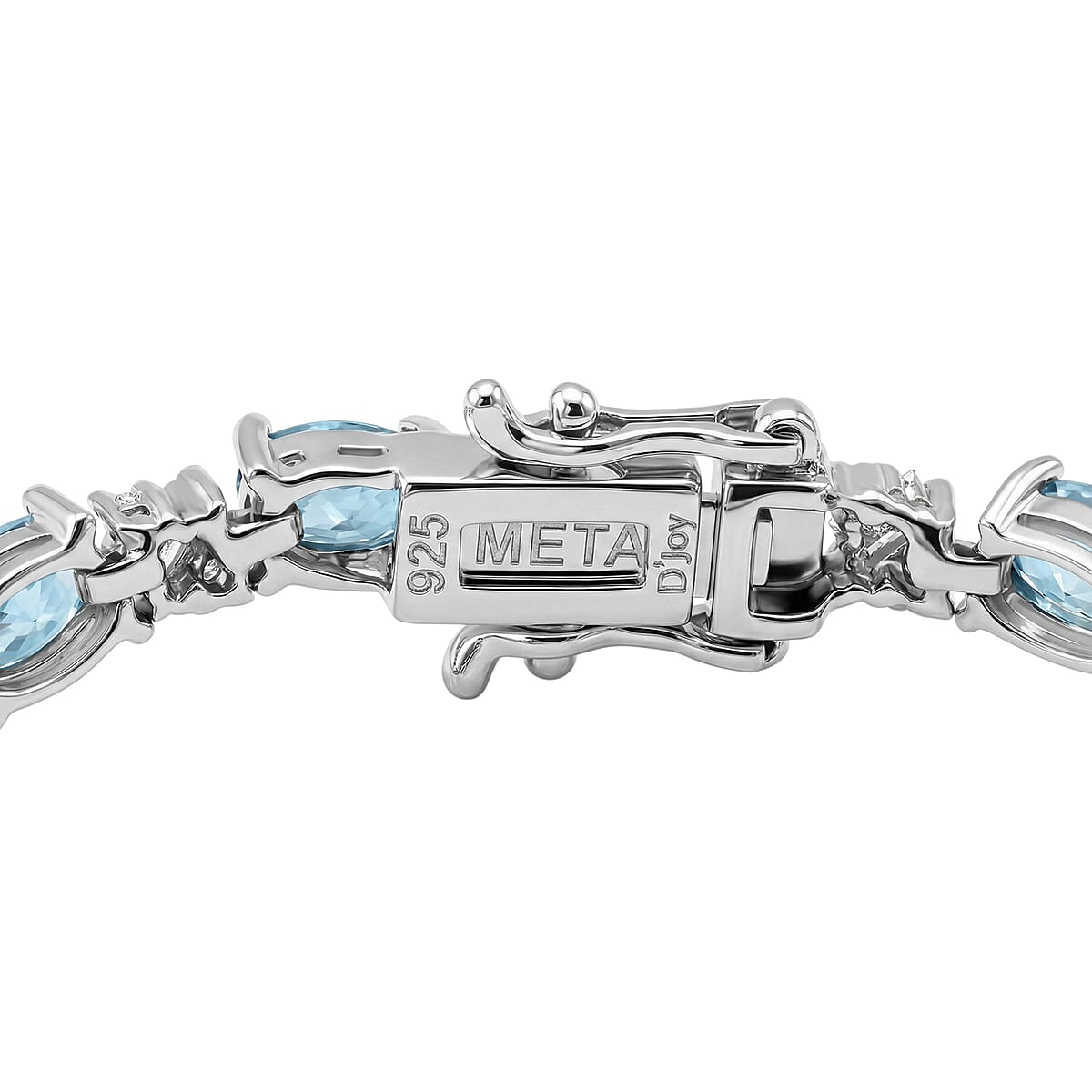 D'Joy Premium Cambodian Blue Zircon and Moissanite 16.65 ctw Ocean Flow Bracelet in Rhodium Over Sterling Silver (7.25 In) (Del. in 10-12 Days) image number 4