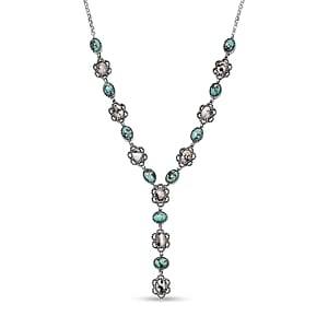 D'Joy Artisan Crafted Premium Blue Moon Turquoise and White Buffalo 15.30 ctw Neckalce in Sterling Silver 18-20 Inches 
