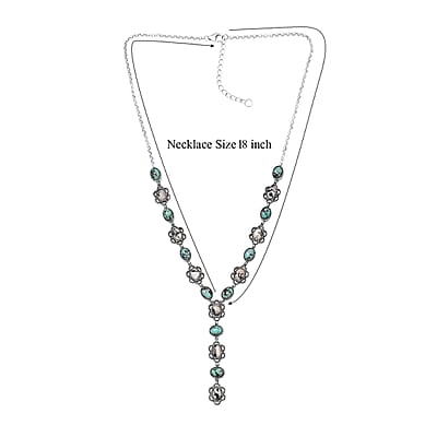 D'Joy Artisan Crafted Premium Blue Moon Turquoise and White Buffalo 15.30 ctw Neckalce in Sterling Silver 18-20 Inches