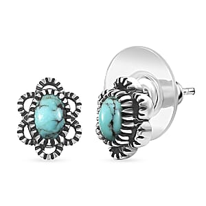 D'Joy Artisan Crafted Premium Blue Moon Turquoise 1.00 ctw Earrings in Sterling Silver