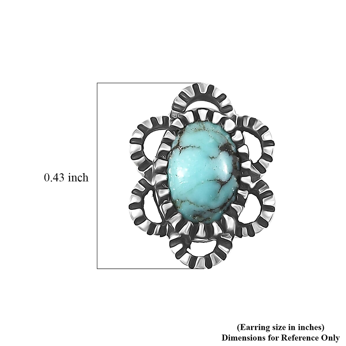 D'Joy Artisan Crafted Premium Blue Moon Turquoise 1.00 ctw Earrings in Sterling Silver image number 4