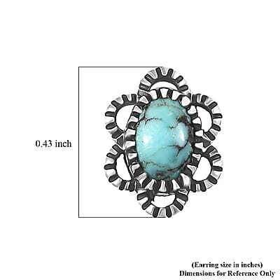 D'Joy Artisan Crafted Premium Blue Moon Turquoise 1.00 ctw Earrings in Sterling Silver