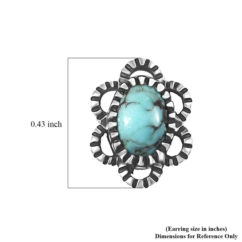 D'Joy Artisan Crafted Premium Blue Moon Turquoise 1.00 ctw Earrings in Sterling Silver