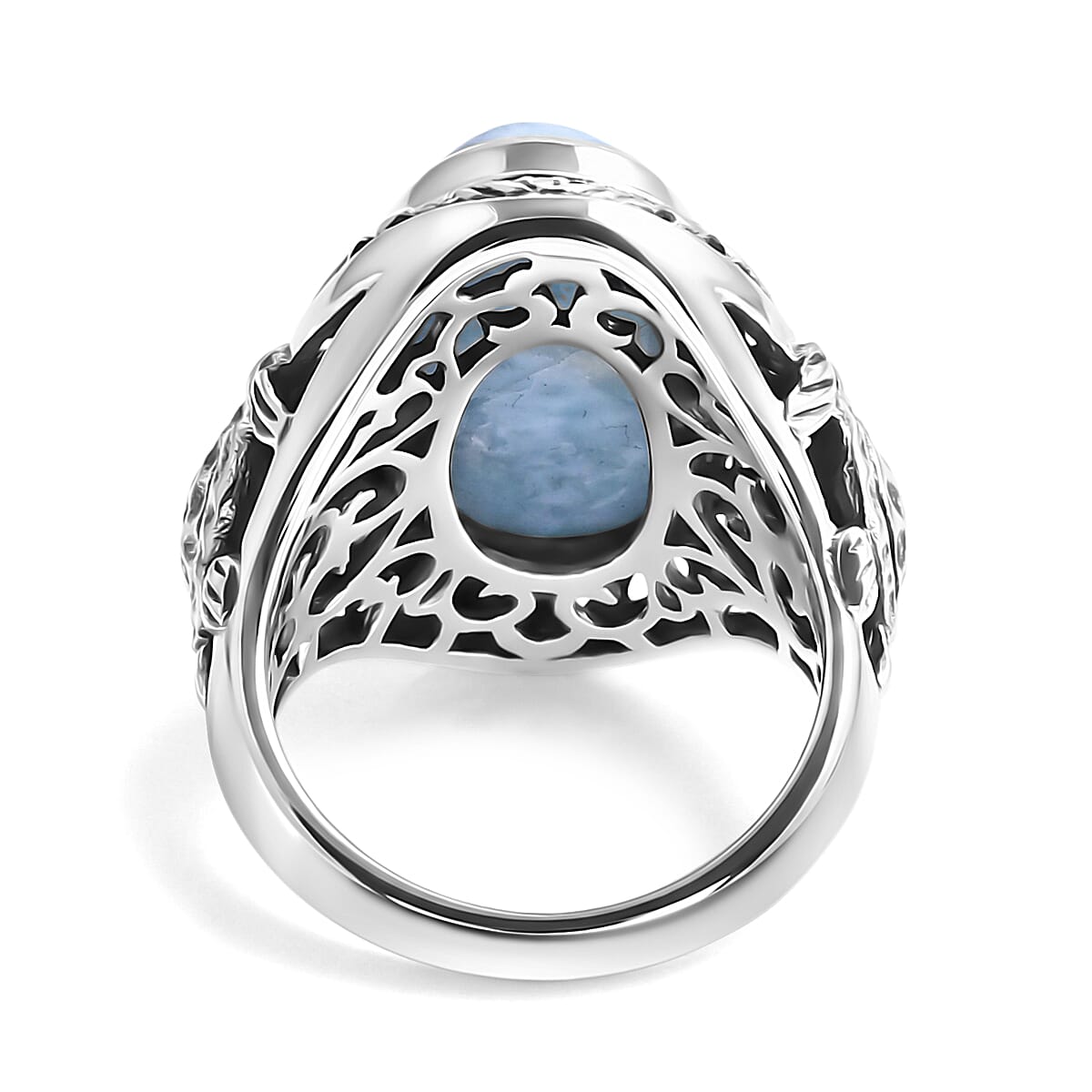 D'Joy Bali Legacy Larimar 10.85 ctw Turtle Ring in Sterling Silver (Size 7.0) image number 4