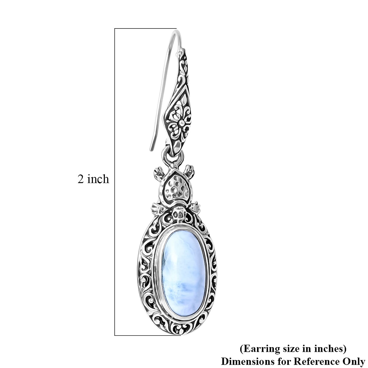 D'Joy Bali Legacy Larimar 8.90 ctw Turtle Earrings in Sterling Silver image number 4