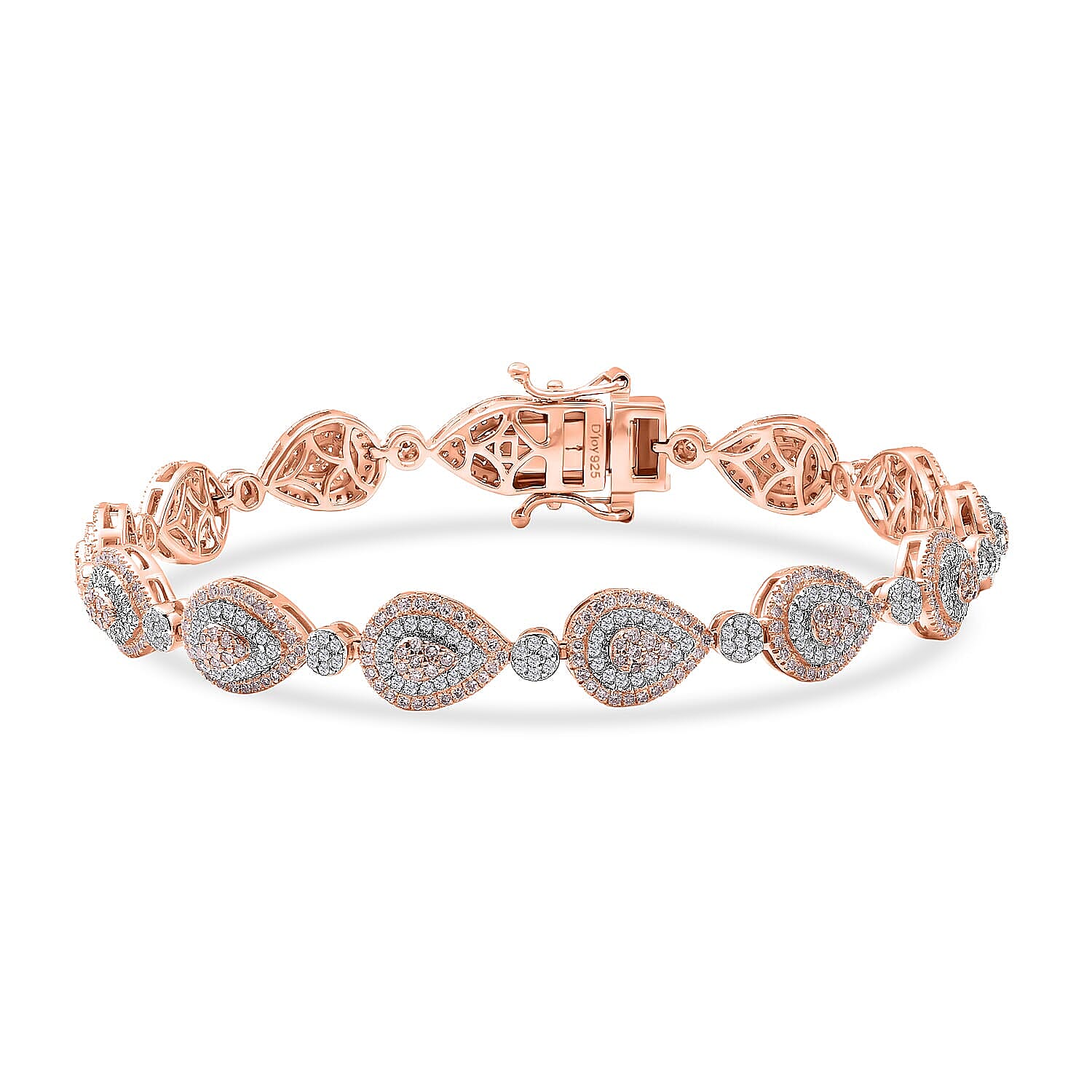 D'Joy Natural Pink and White Diamond I3 2.50 ctw Endless Love Drop Bracelet